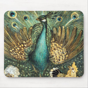 Theo Van Hoytema Vintage Pfau offene Flügel Pfau Mousepad