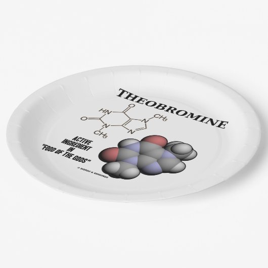 Theobromin-Schokoladen-Molekül-Aktivsubstanz Pappteller (Schrägansicht)