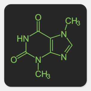Theobromin Schokoladen-Molekül Chemisches Diagramm Quadratischer Aufkleber