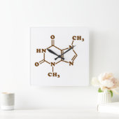 Theobrominmolekulare chemische Formel Quadratische Wanduhr (Zuhause)