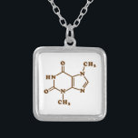 Theobrominmolekulare chemische Formel Versilberte Kette<br><div class="desc">Chocolate Theobromine / Xantheose Molecule ~ Chemische Skelettstruktur Formel Bio Verbindung. Globe Trotters ist auf die Idiosynkratische Bildsprache aus der ganzen Welt spezialisiert. Hier finden Sie einzigartige Grußkarten,  Postkarten,  Poster,  Mousepads und mehr.</div>