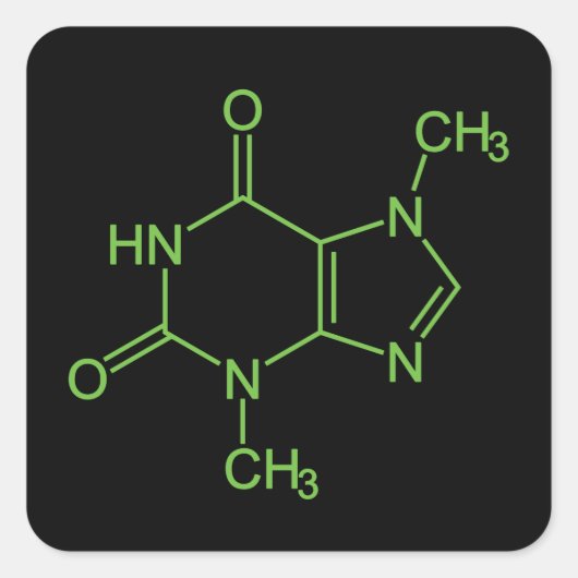 Theobrominschokolade Molekül Chemisches Diagramm Quadratischer Aufkleber (Vorderseite)