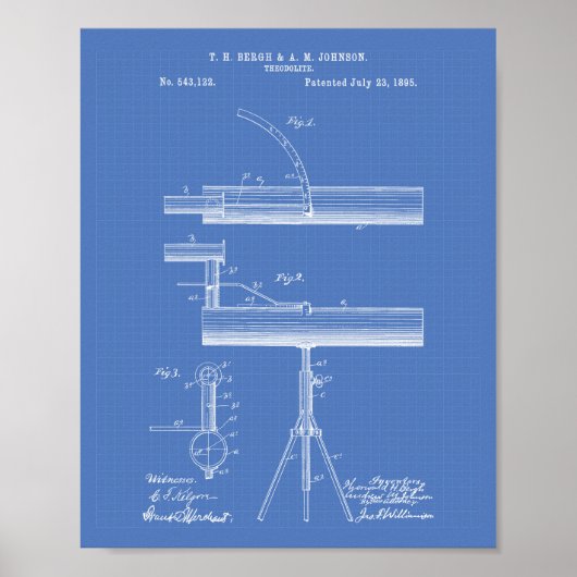Theodolite 1895 Patent Art Blueprint Poster (Vorne)