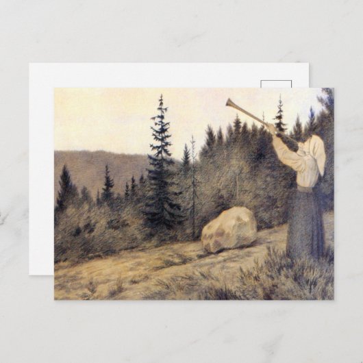Theodor Kittelsen - Op Under Fjeldet Toner en Lur Postkarte (Vorne/Hinten)