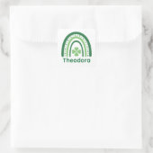 Theodora Name Clover Boho Rainbow Quadratischer Aufkleber (Tasche)
