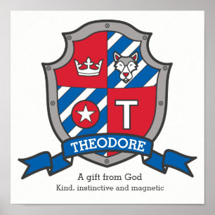 Theodore-Jungs nennen heraldry Schild Poster