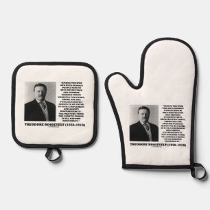 Theodore Roosevelt Fanatiker Lunatic Fringe Zitat Ofenhandschuh & Topflappen-Set