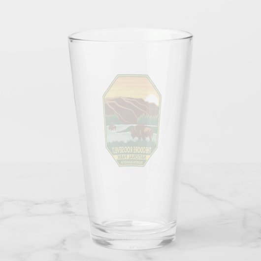 Theodore Roosevelt Nationalpark Bison Retro Glas (Rückseite)