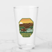 Theodore Roosevelt Nationalpark Bison Retro Glas (Vorderseite)