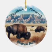 Theodore Roosevelt Nationalpark Bison Souvenir Keramik Ornament (Hinten)
