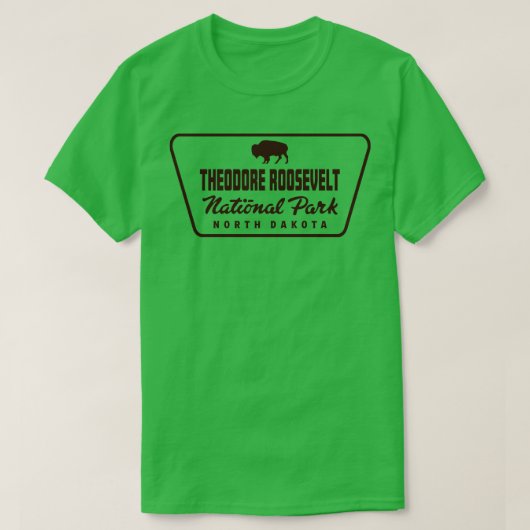 Theodore Roosevelt Nationalpark Buffalo Abzeichen T-Shirt (Design vorne)