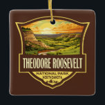 Theodore Roosevelt Nationalpark California Keramikornament<br><div class="desc">Theodore Roosevelt Vektorgrafik Design. Der Park ist ein amerikanischer Nationalpark,  der drei geographisch getrennte Gebiete von Badlands im Western Nord-Dakota umfasst.</div>