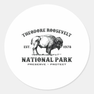 Theodore Roosevelt Nationalpark North Dakota Bison Runder Aufkleber