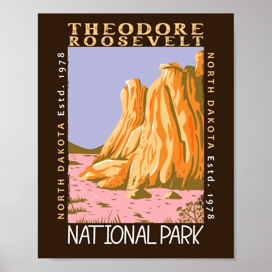 Theodore Roosevelt Nationalpark Retro erschüttert Poster (Vorne)