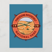 Theodore Roosevelt Nationalpark Retro Kompass Postkarte (Vorderseite)