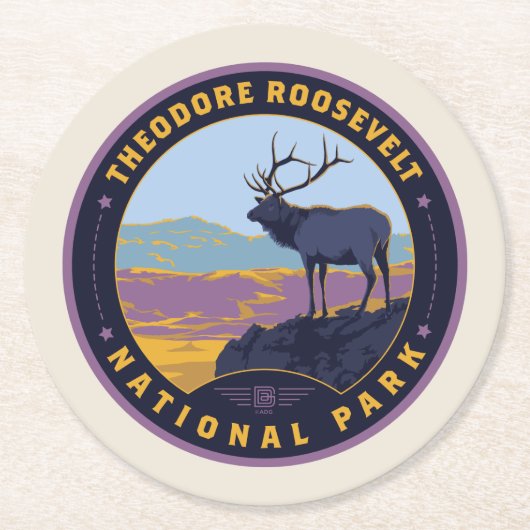 Theodore Roosevelt Nationalpark Runder Pappuntersetzer (Vorderseite)