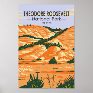Theodore Roosevelt Nationalpark Vintag Poster