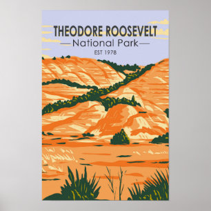 Theodore-Roosevelt-Nationalpark Vintage  Poster