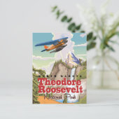 Theodore Roosevelt Park Vintage Reiseplakat Postkarte (Stehend Vorderseite)