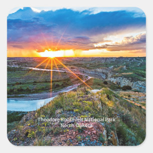 Theodore Roosevelt Park von North Dakota Quadratischer Aufkleber
