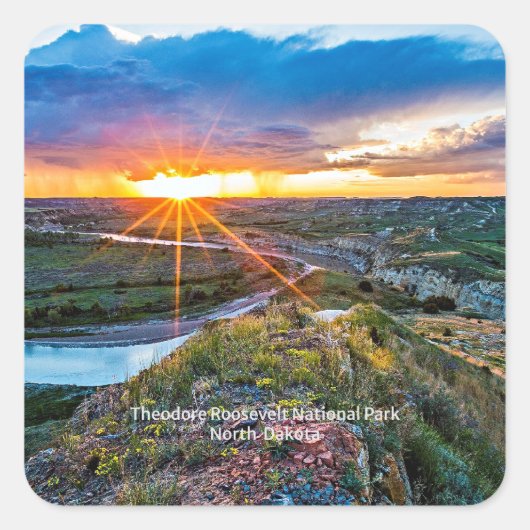 Theodore Roosevelt Park von North Dakota Quadratischer Aufkleber (Vorderseite)
