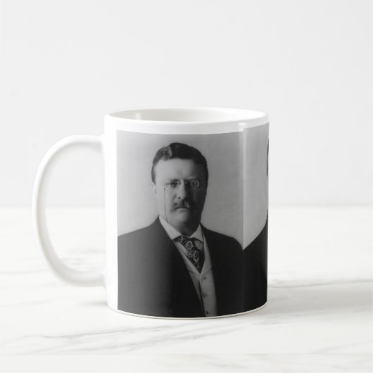Theodore Roosevelt-Porträt Kaffeetasse (Links)