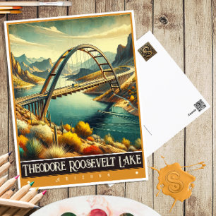 Theodore Roosevelt See Arizona Vintage Malerei Postkarte