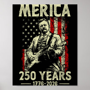 Theodore Roosevelt spielt Gitarre Rock N Roll Poster