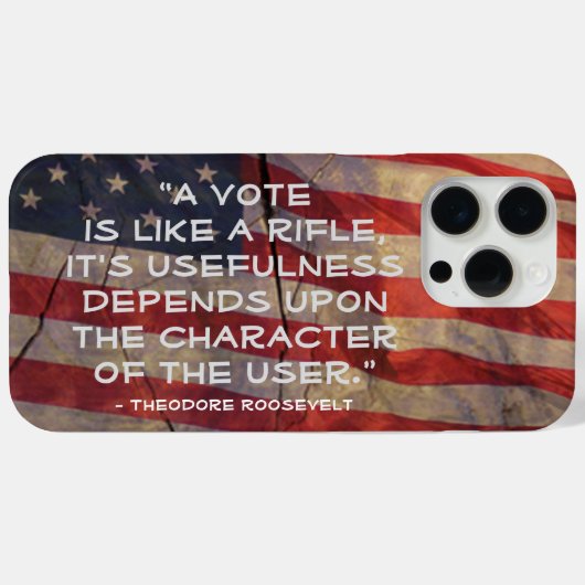 Theodore Roosevelt Wahlquote US-Flagge Case-Mate iPhone Hülle (Rückseite (Horizontal))