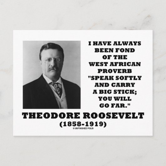 Theodore Roosevelt West African Proverb Stick Postkarte (Vorderseite)