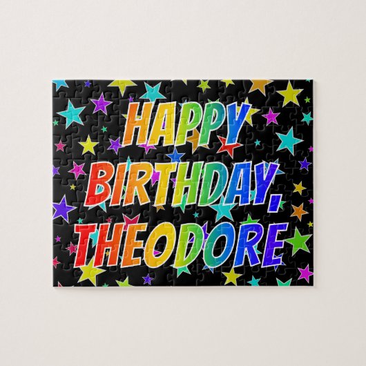 "THEODORE" Vorname, Spaß "GLÜCKLICHER GEBURTSTAG" Puzzle (Horizontal)