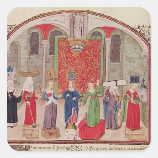 Theologische und Kardinal Tugenden Quadratischer Aufkleber (Vorderseite)