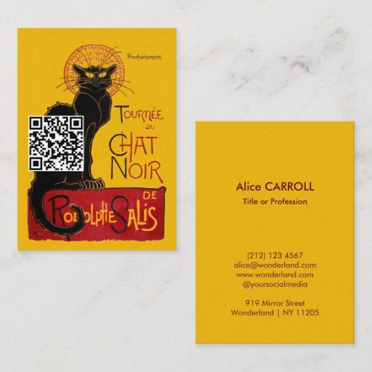 Theophile Steinlen - Le Chat Noir - QR-Code Visitenkarte (Vorne/Hinten)