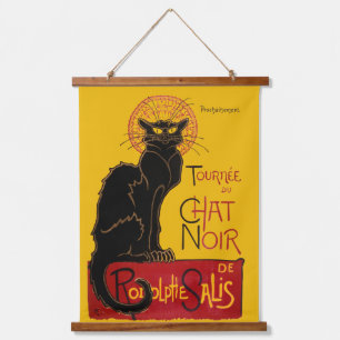 Theophile Steinlen - Le Chat Noir Vintage Wandteppich Mit Holzrahmen