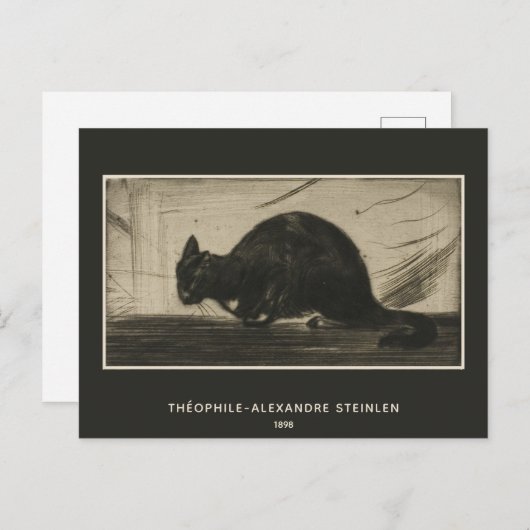 Théophile Steinlen, schwarze Katze, die sich den R Postkarte (Vorne/Hinten)