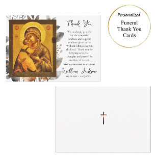 Theotokos-Christuskind-Ikone Rustikale Blätter Tra Dankeskarte
