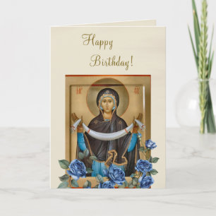 Theotokos Heilige Schutz-Ikone Geburtstag       Karte