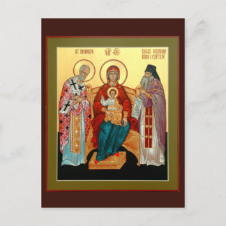 Theotokos mit St. Nikolaus und gesegnet Seraphim Postkarte