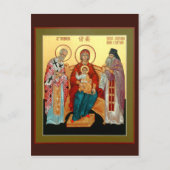 Theotokos mit St. Nikolaus und gesegnet Seraphim Postkarte (Vorderseite)