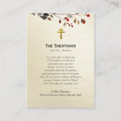 Theotokos-orthodoxe Gebetskarte Visitenkarte (Rückseite)