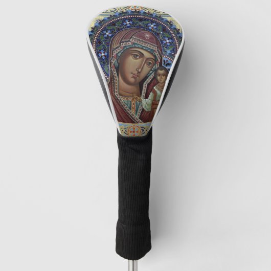 Theotokos und Christenkind mit Verzierten Rahmen Golf Headcover (Vorderseite)