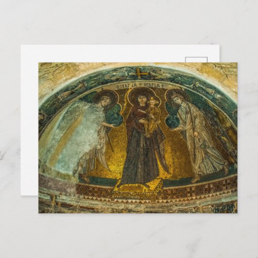 Theotokos und Christliches Kind mit Engelsymbol Postkarte (Vorne/Hinten)