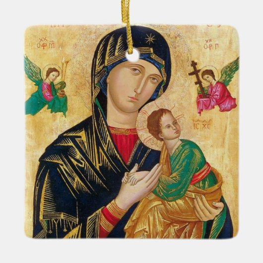 Theotokos und das Christ Child Icon Keramikornament (Vorderseite)