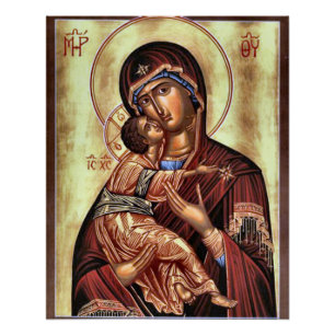 Theotokos und das christlich-orthodoxe Symbol Poster
