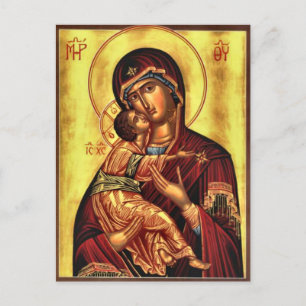 Theotokos und das christlich-orthodoxe Symbol Postkarte