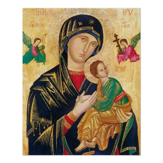 Theotokos und das Christliche Kind mit Engeln Poster (Vorderseite)