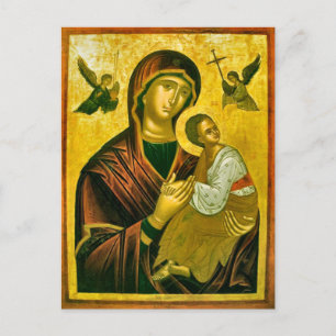Theotokos und das Christuskind mit Engelsymbol Postkarte