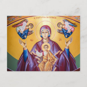 Theotokos und das Christuskind mit Engelsymbol Postkarte