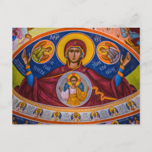 Theotokos und das Christuskind mit Engelsymbol Postkarte