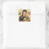 Theotokos und das Christuskind mit Engelsymbol Quadratischer Aufkleber (Tasche)